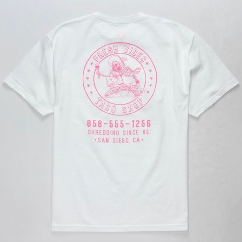 NWOT Fresh Vibes Taco Shop Graphic Tee T-Shirt Short Sleeve Size Medium White